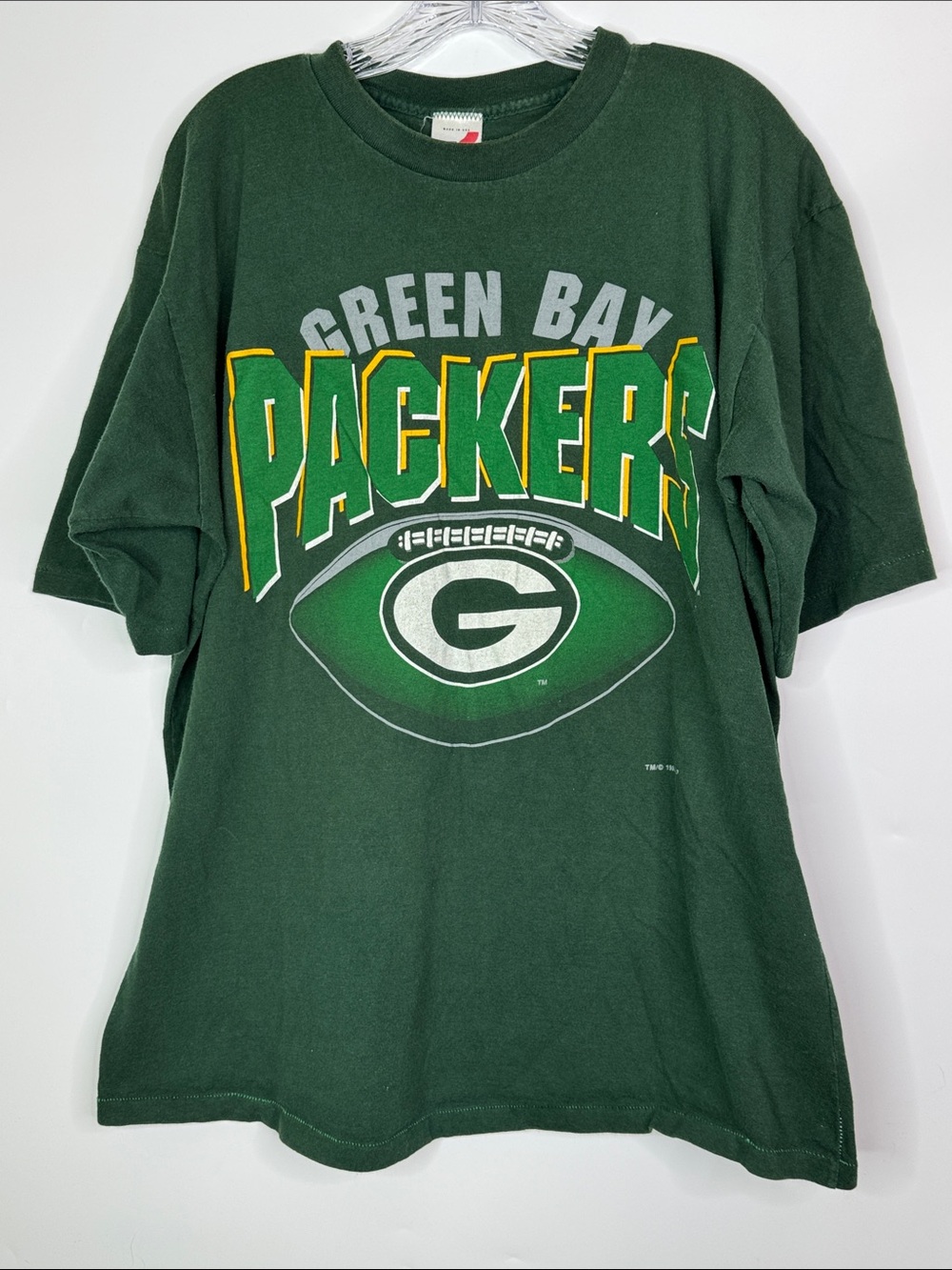 Vintage Artex Sportswear Green Bay Packers Green Tshirt Single Stitch XL 1993